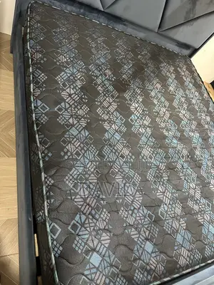 Orthopedic Queen Size Mattress Plus a Blue Velvet Bed Frame