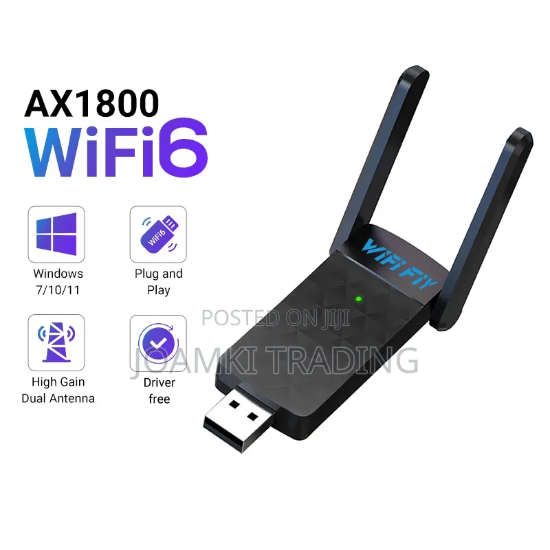 USB Wifi Adapter Wifi 6, 2.4Ghz-5.8Ghz, Wireless Network Card 1800mps