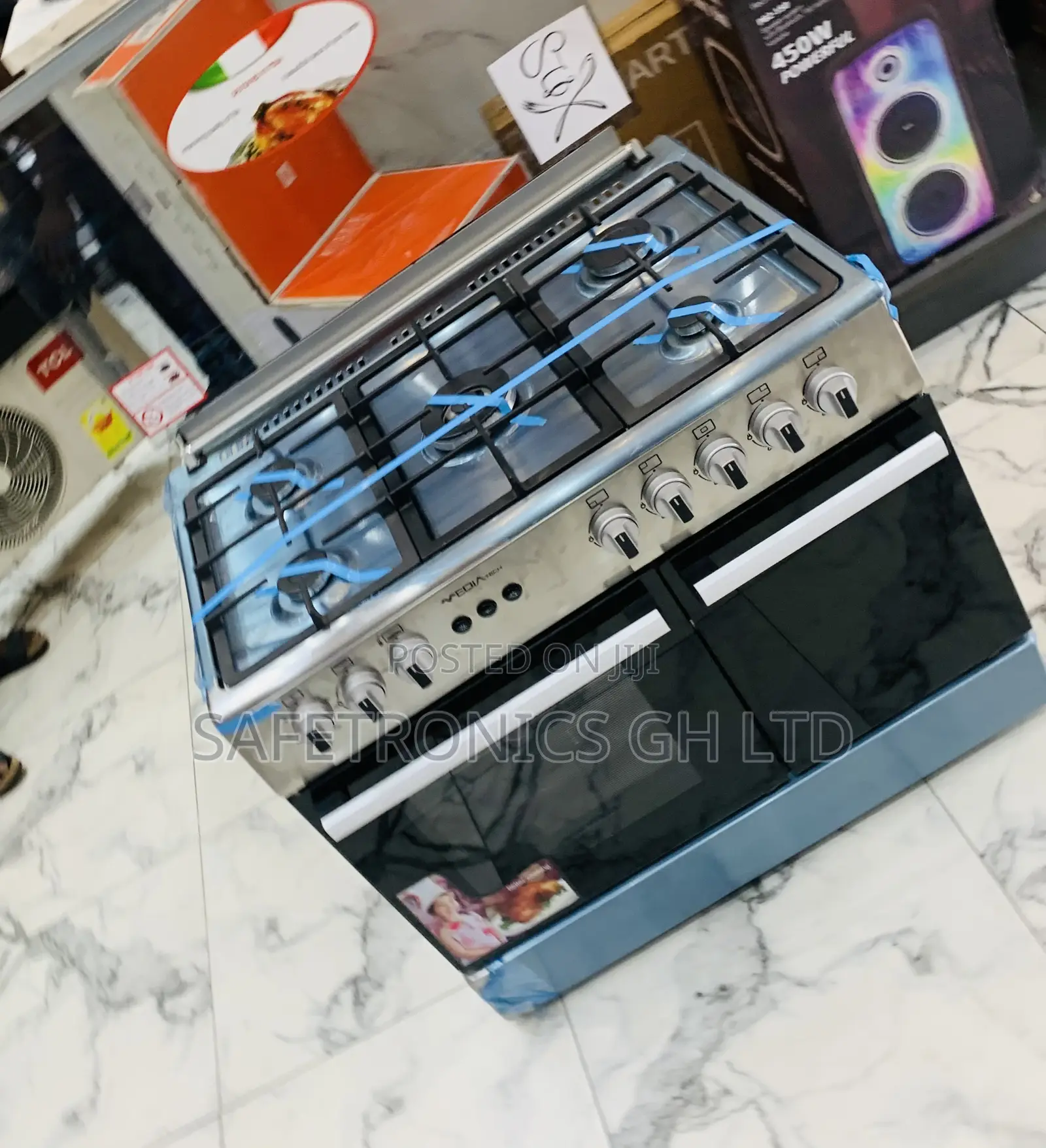 Long Lasting Mediatech 5 Gas Cooker Oven, Grill Auto Rotisserie Silver
