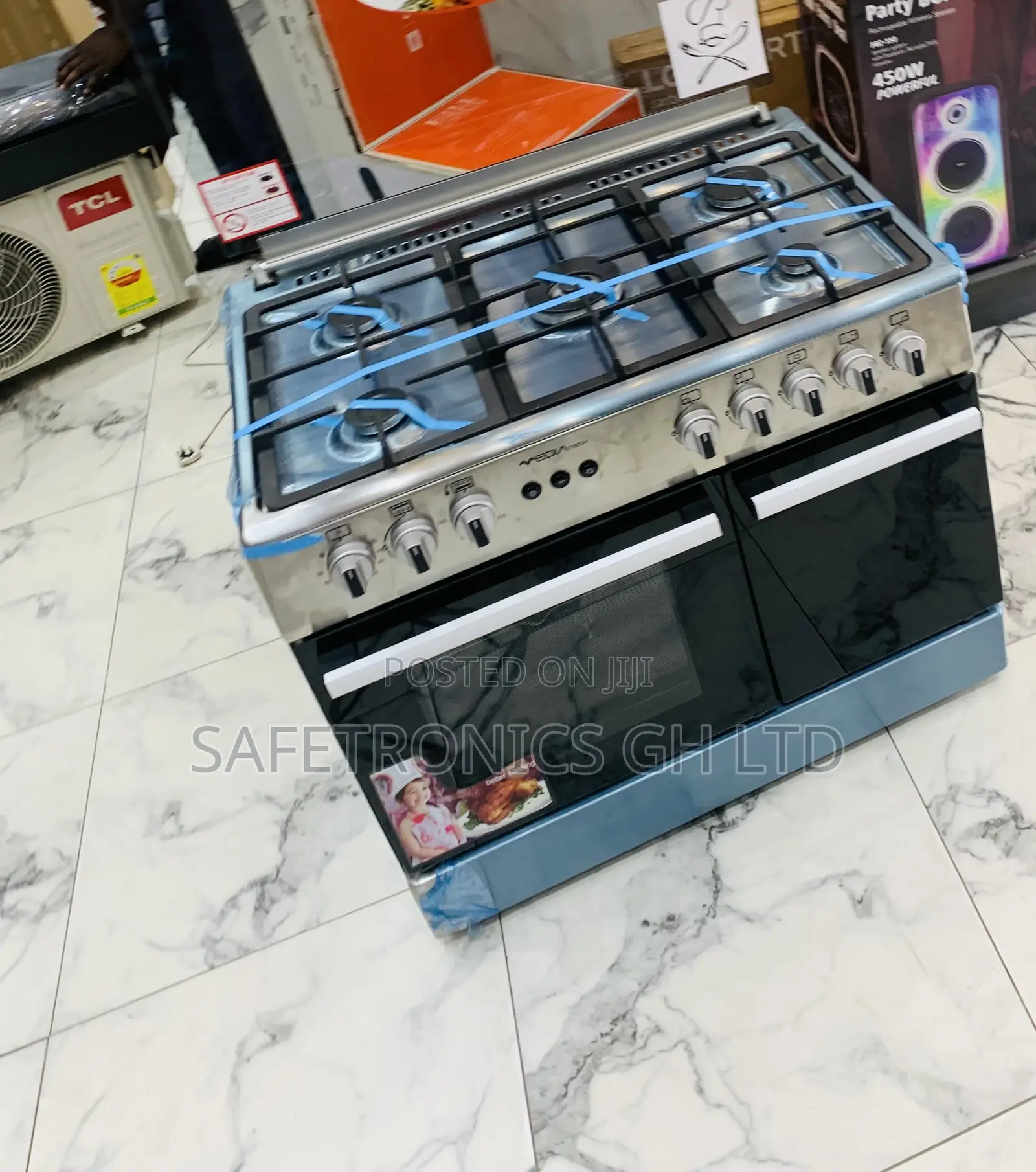 Long Lasting Mediatech 5 Gas Cooker Oven, Grill Auto Rotisserie Silver