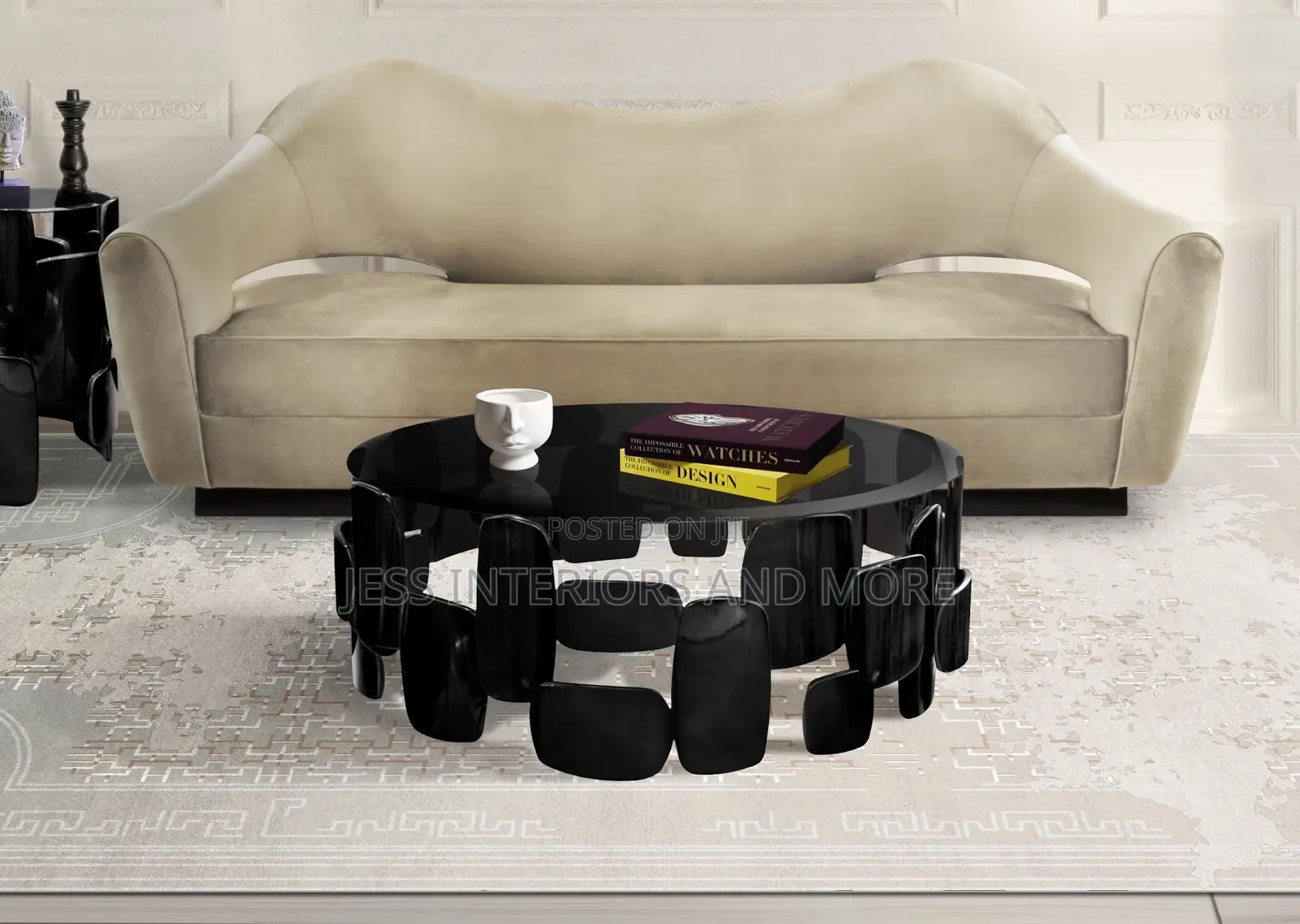 Center Table 120cm (Modern Round Glass Coffee Table)