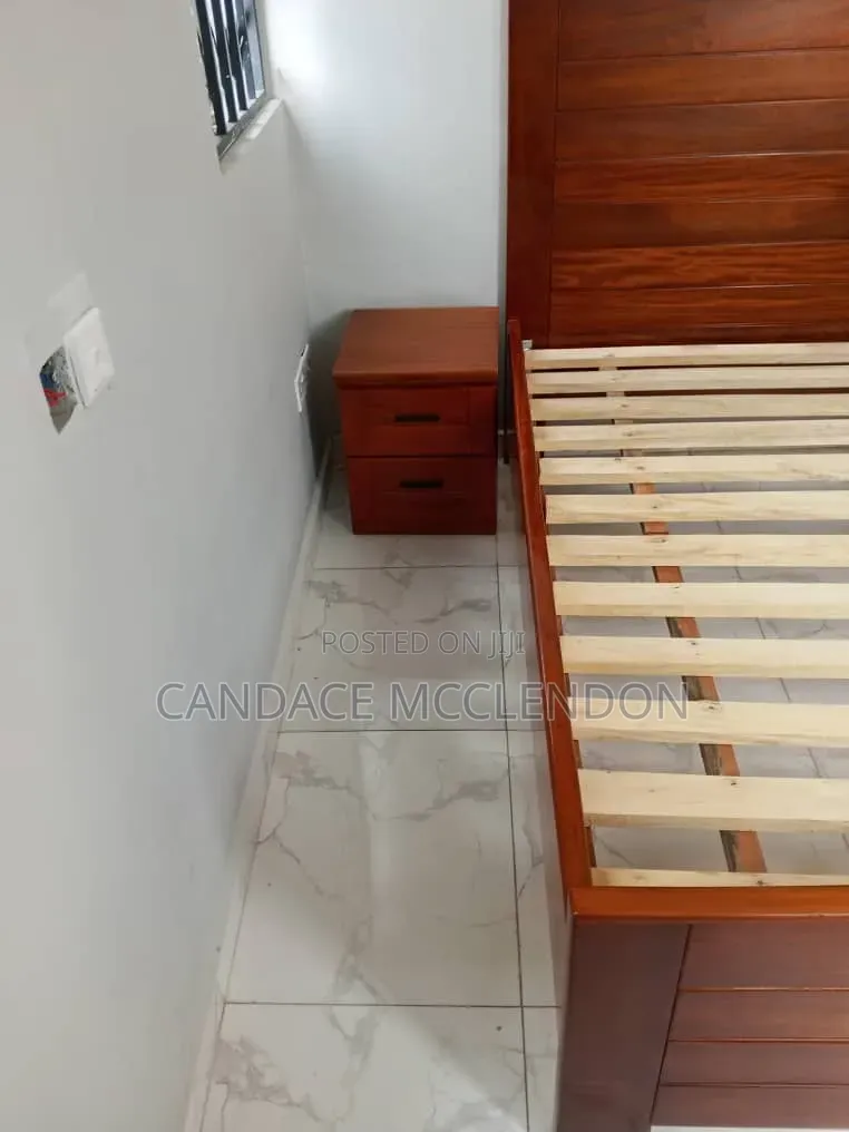 Solid Wood Queen Bed Frame With Bedside Table – Excellent Condition