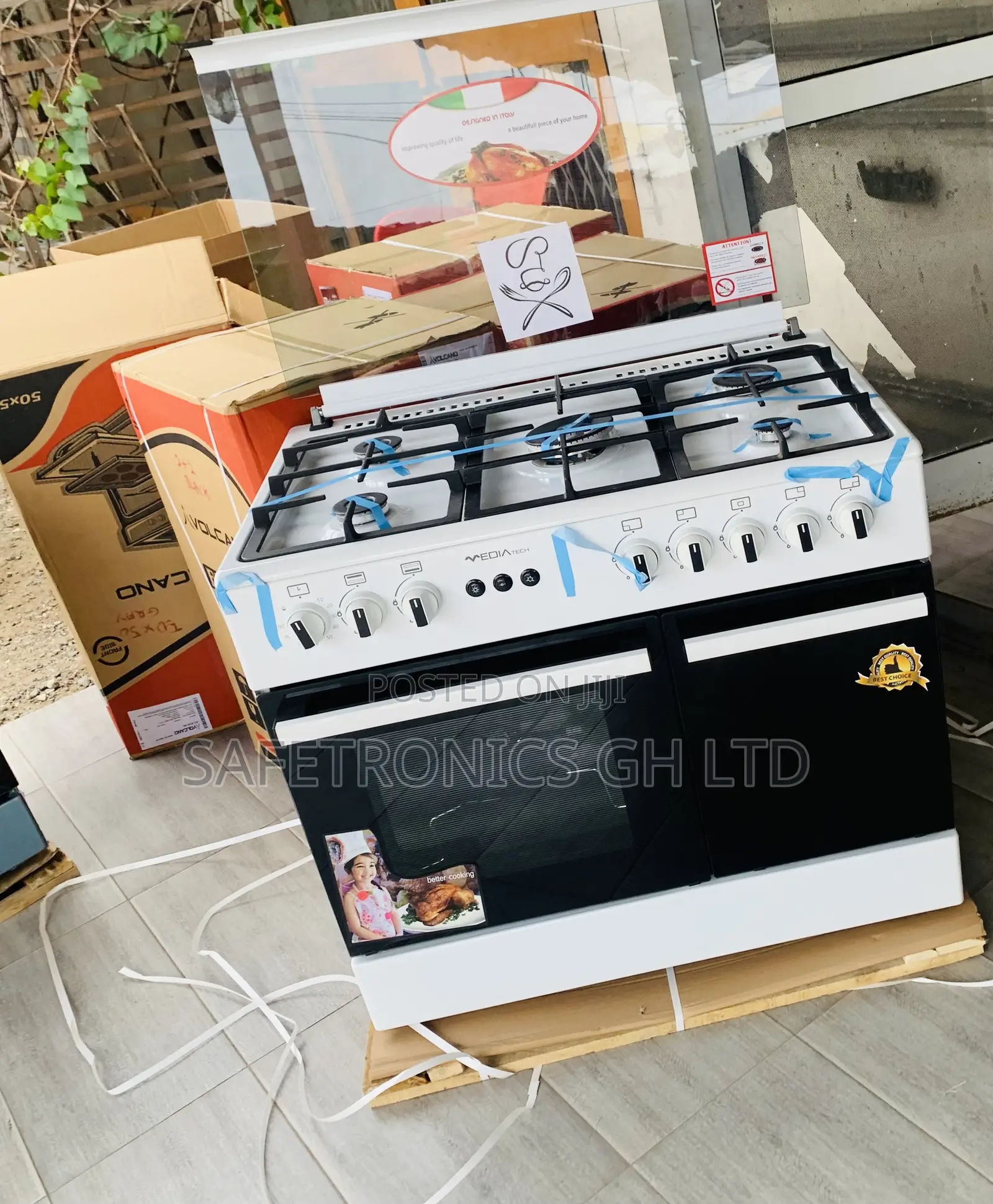 Lastest White Mediatech 5-Burner Gas Cooker With Oven, Grill