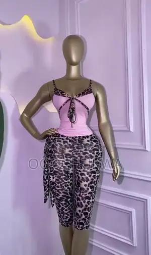Leopard 2pcs Set Pink Top + Shorts