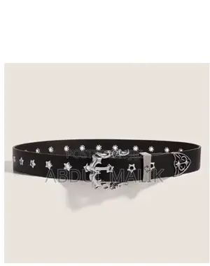 Fashion Men’s Black Leather Belt With Silver Buckle