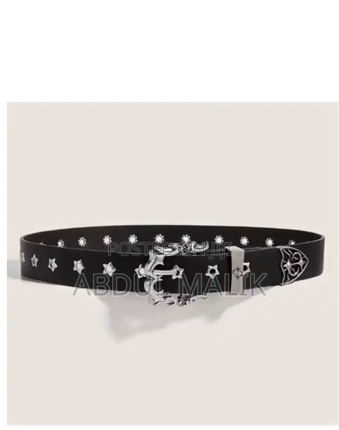Fashion Men’s Black Leather Belt With Silver Buckle