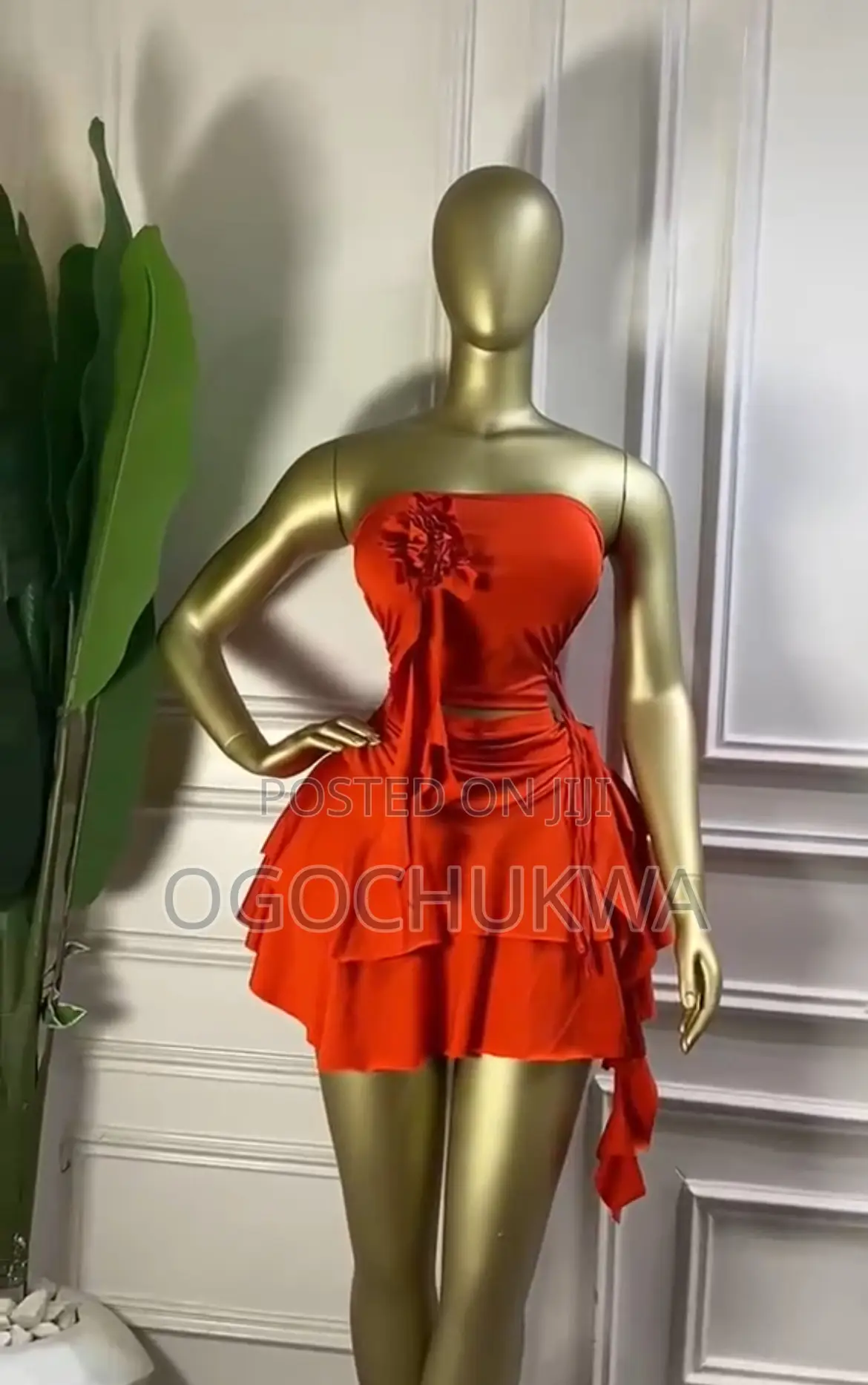 Red Strapless Ruffle Set