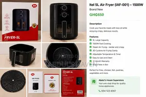 Itel 5L Air Fryer (IAF-001) – Brand New | 1500W