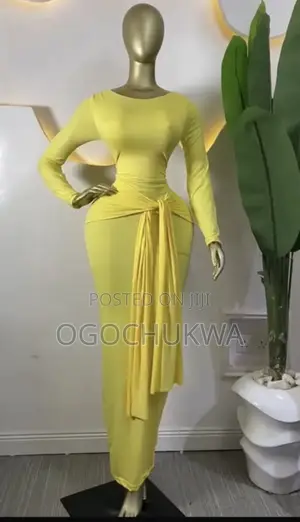 Brand New Lemon Yellow Side-Tie Maxi Dress
