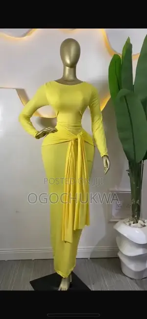 Brand New Lemon Yellow Side-Tie Maxi Dress