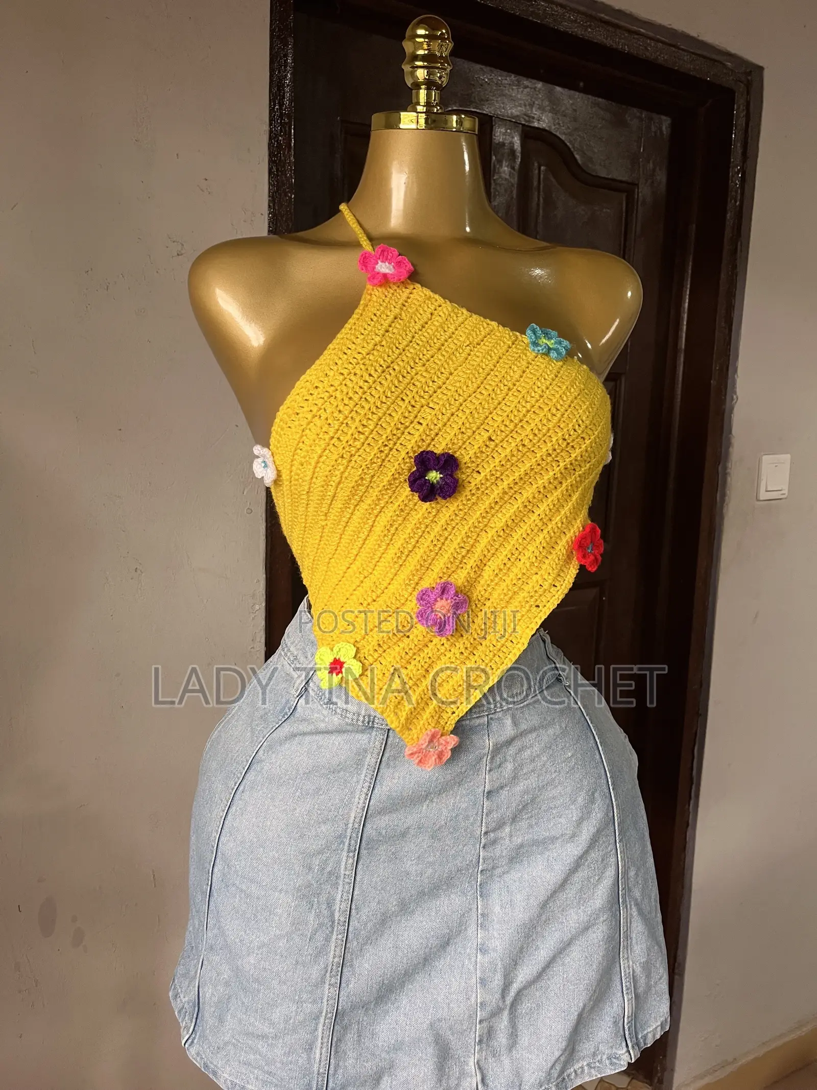 Asymmetrical Flowered Crochet Top