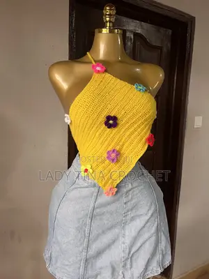 Asymmetrical Flowered Crochet Top