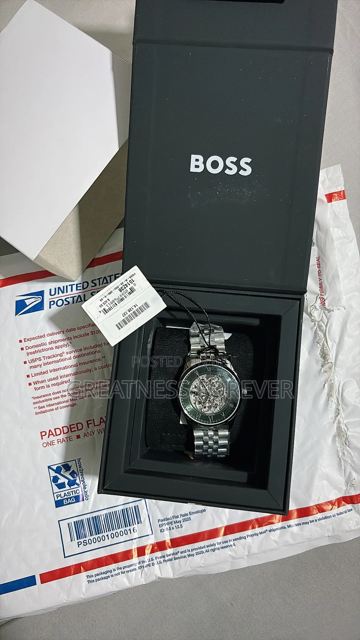 Hugo Boss Automatic Watch With Green Skeleton Dial