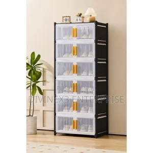 6-Tier Multi-Functional Double-Door Shoe Cabinet