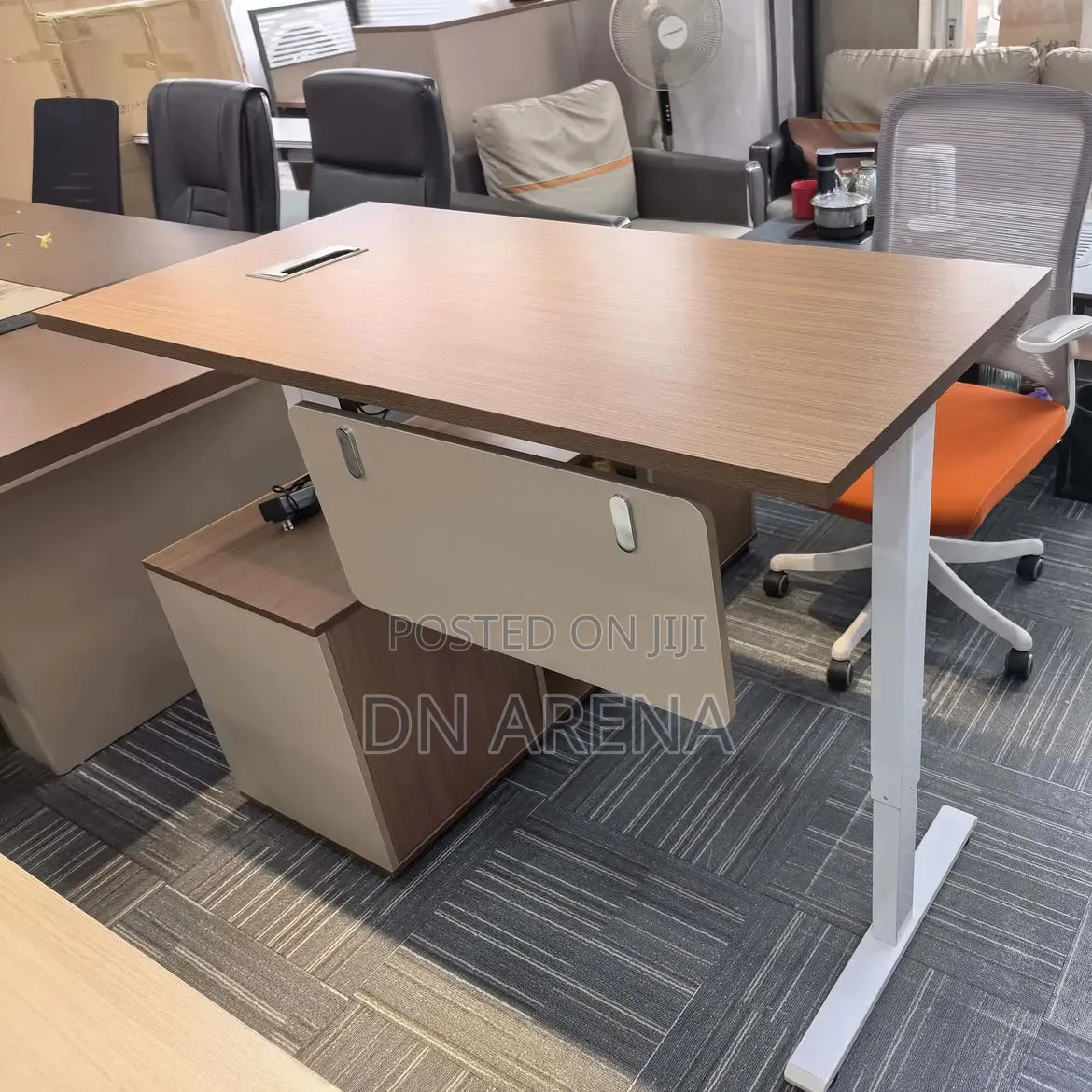 Electric Height Adjustable Executive Desk With Cabinet Sit/Stand Desk