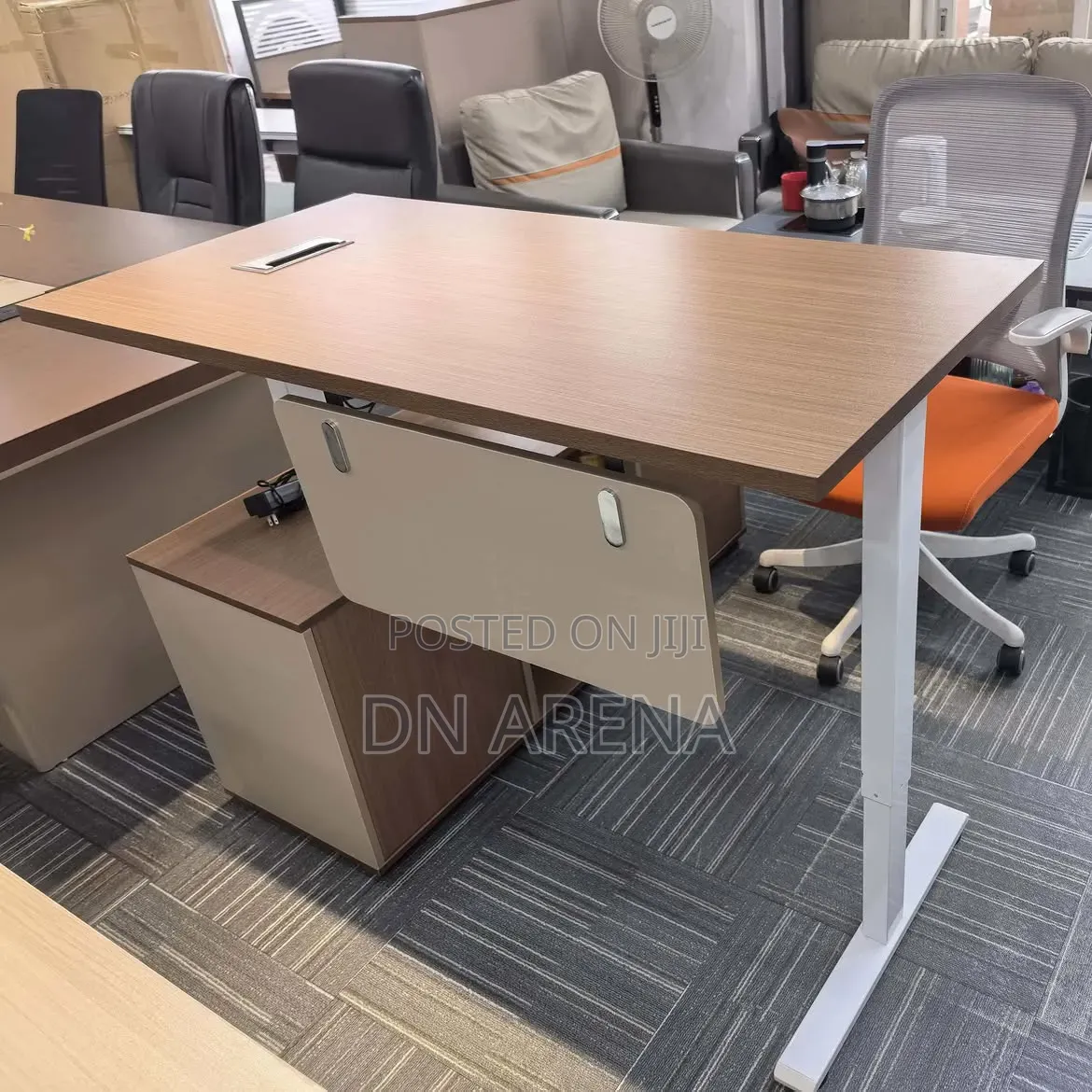 Electric Height Adjustable Executive Desk With Cabinet Sit/Stand Desk