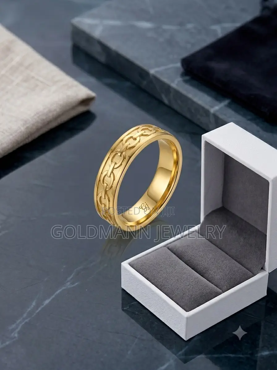 Men’s Gold Chain Link Ring – Premium Solid Band (Non-Tarnish)