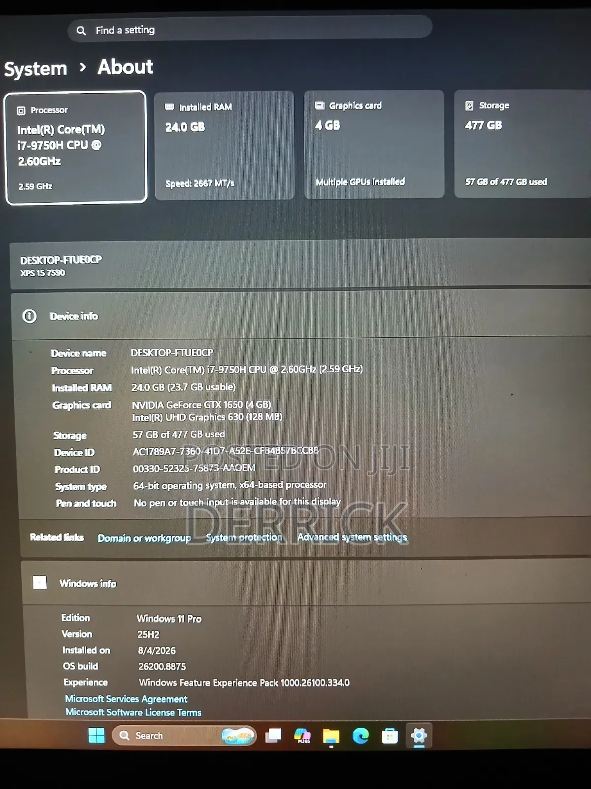 Laptop Dell XPS 15 7590 24GB Intel Core i7 SSD 512GB