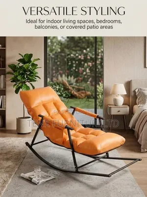 Padded Rocking Chair With Footrest Indoor Outdoor Lounge