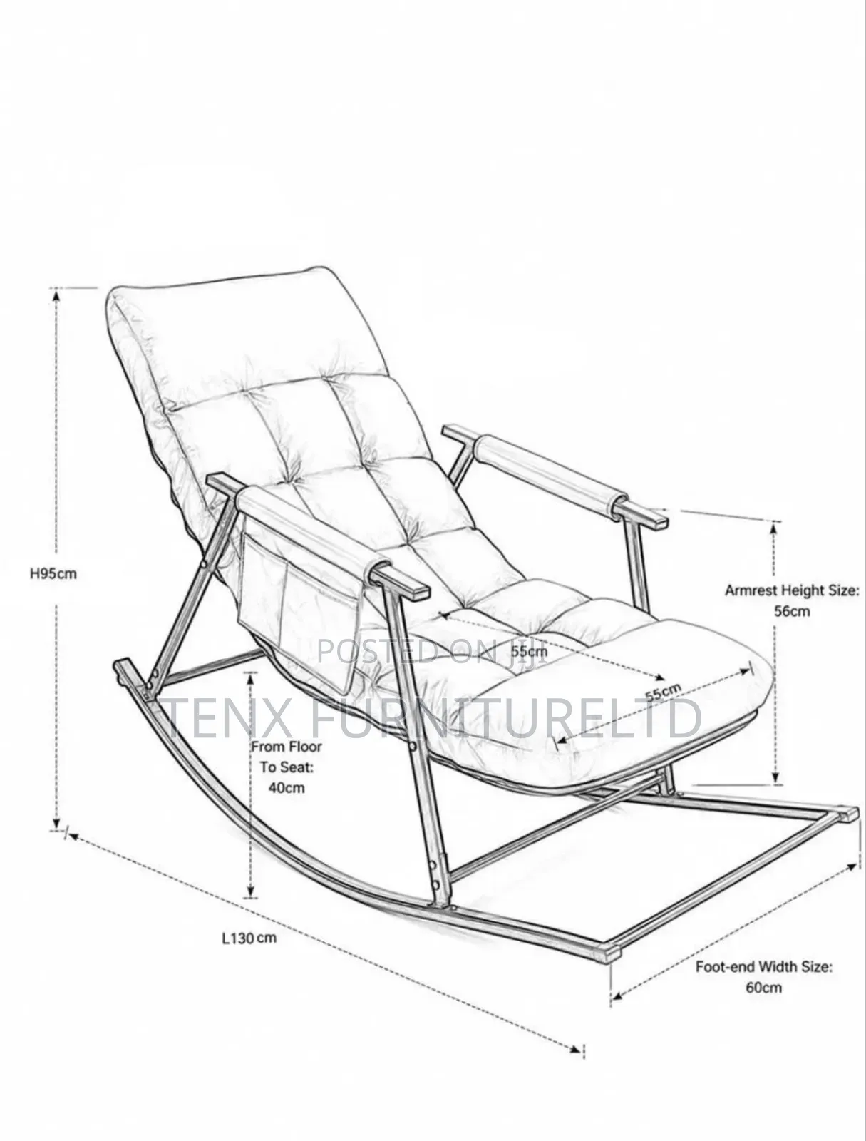 Padded Rocking Chair With Footrest Indoor Outdoor Lounge