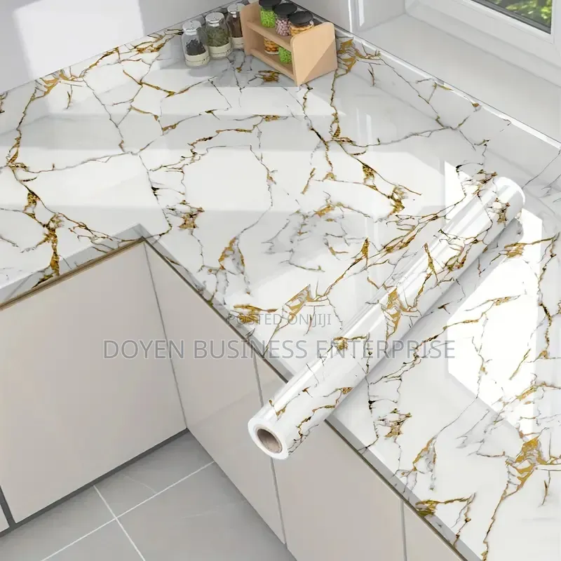White With Yellow Colour Marble Design Sticker