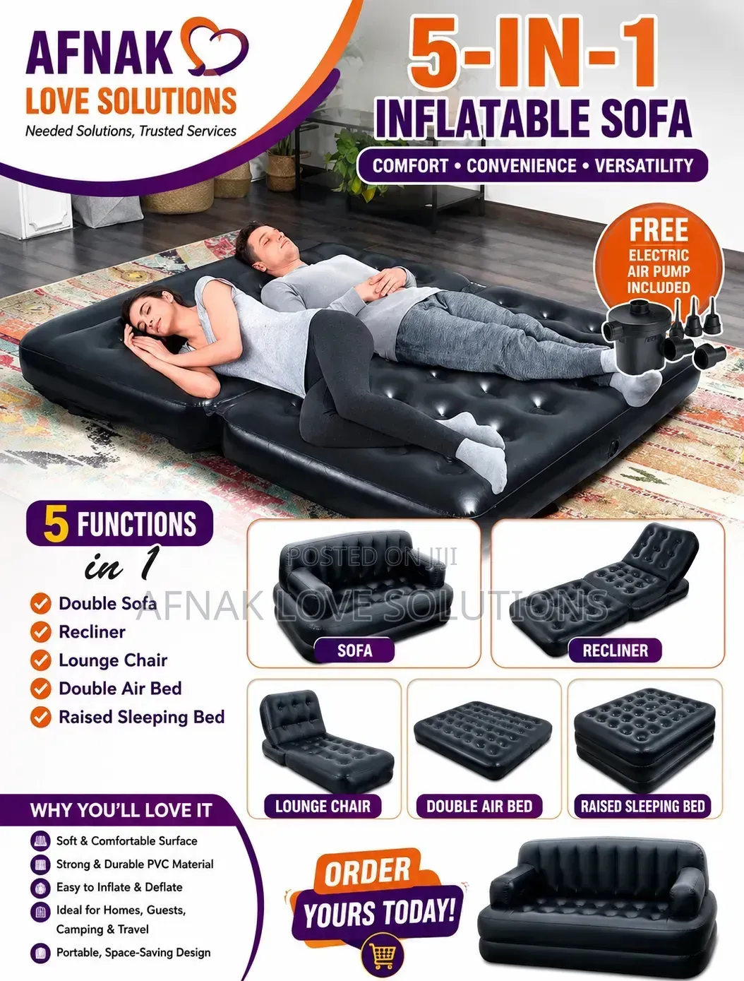 Bestway 5in1 Air Sofa Bed With Pump