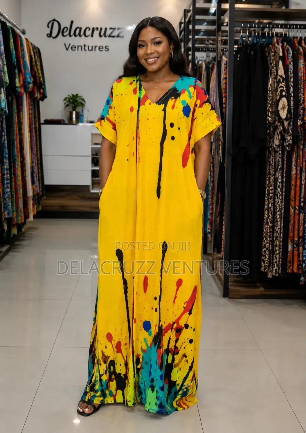 Trendy Colourful Crepe Long Bubu Dress