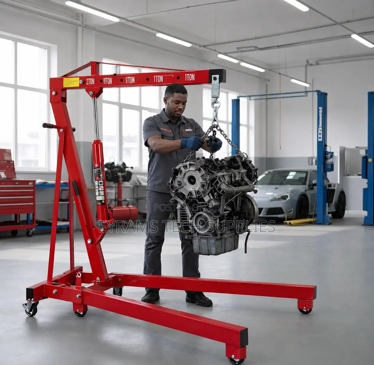 2 Ton Hydraulic Folding Engine Crane Hoist Lift Stand 2000kg
