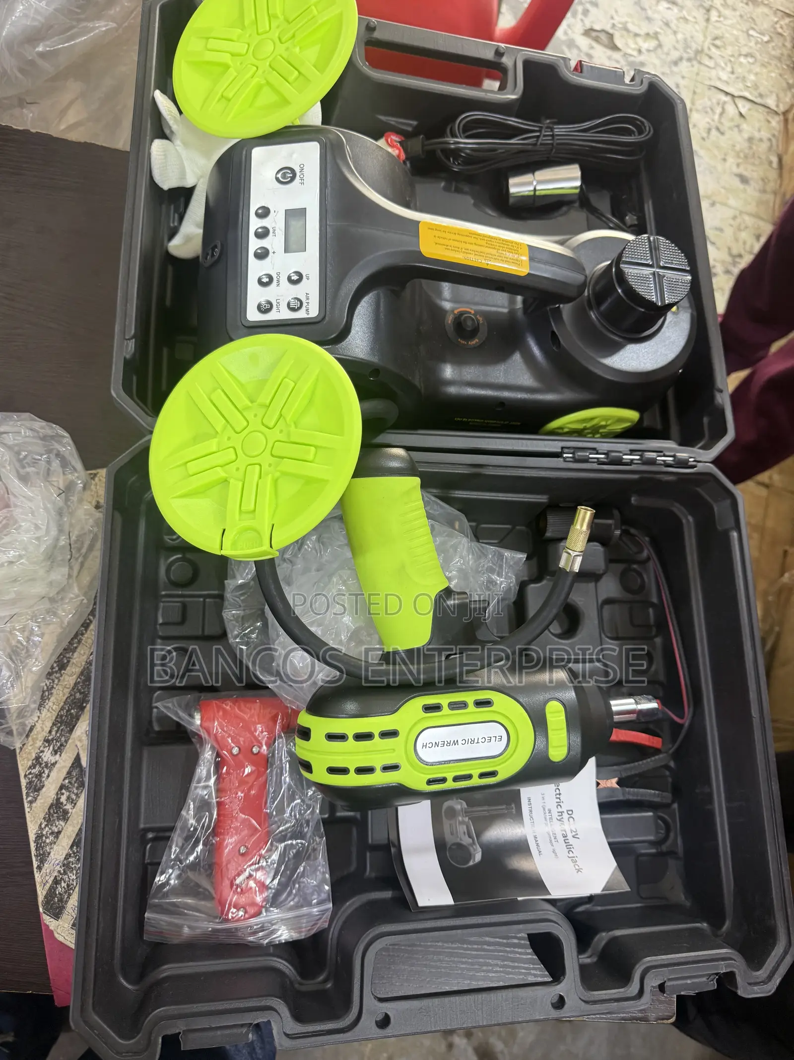 Electric Hydraulic Jack, Air Compressor, Major LED Light