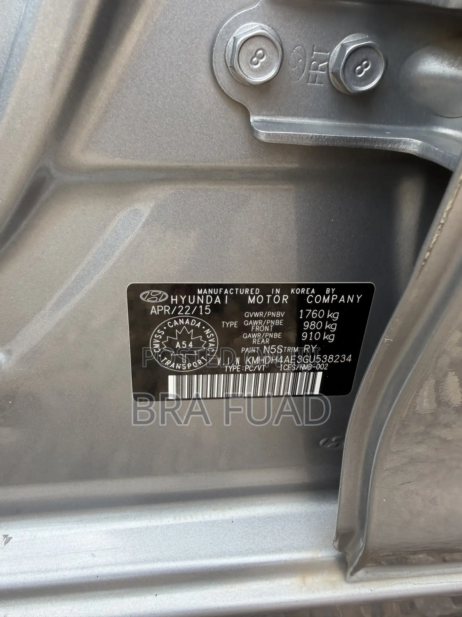 Hyundai Elantra SE 4dr Sedan (1.8L 4cyl 6A) 2015 Gray