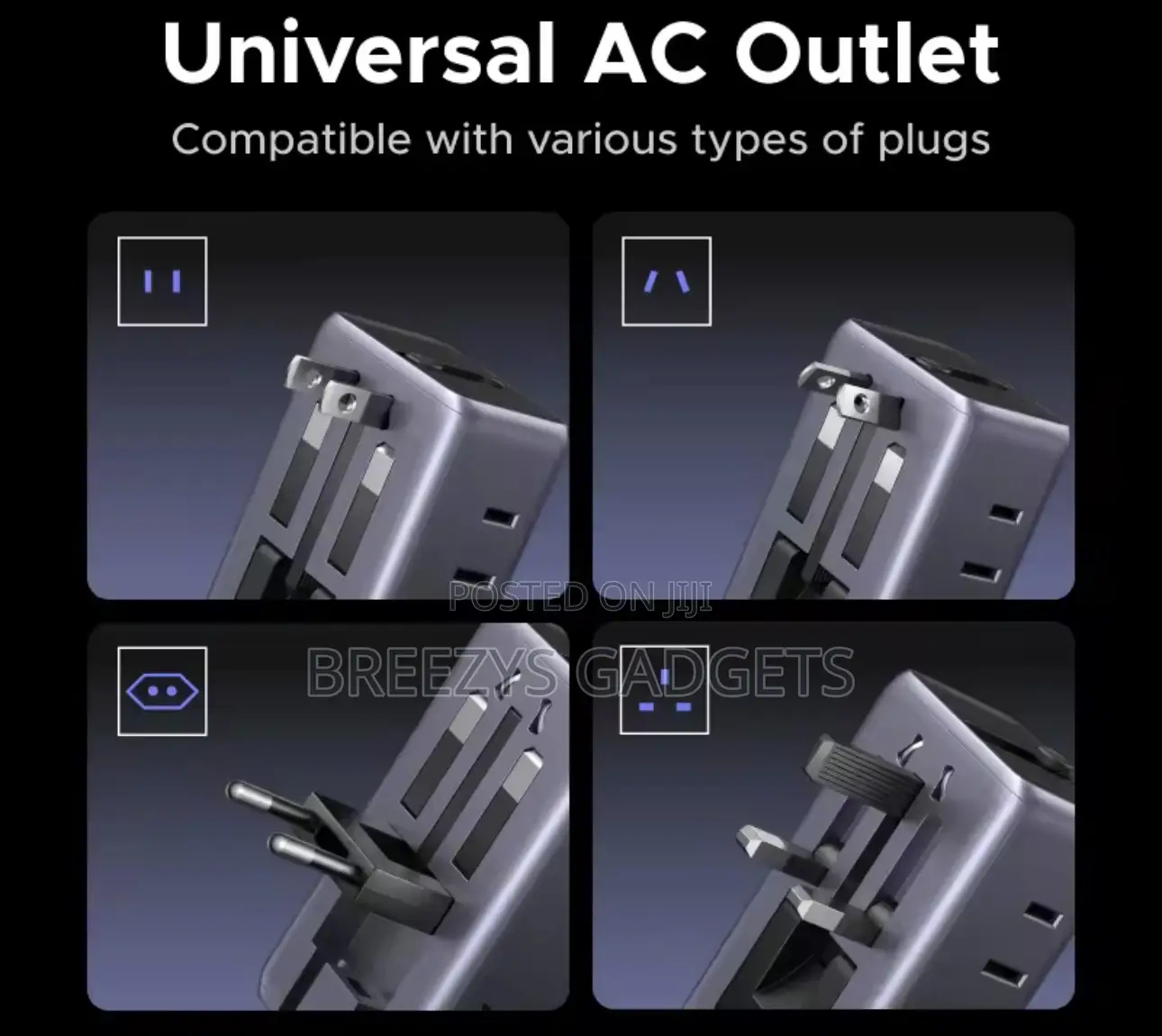 UGREEN Plug Adaptor GaN 45W Universal Travel Charger Adapter With 2USB