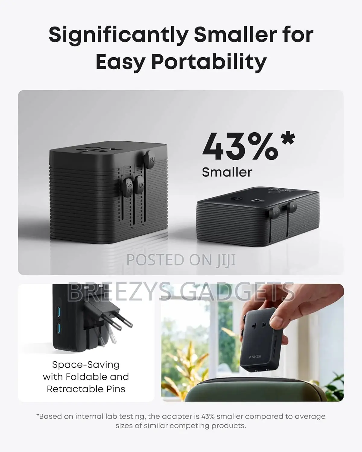 Anker Nano Travel Adapter (5-in-1, 20W, 1-Pack)