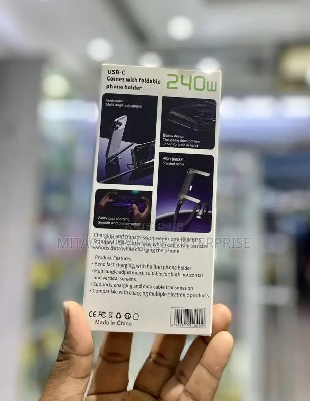 Folding Phone Stand Type C to C Cable 240w