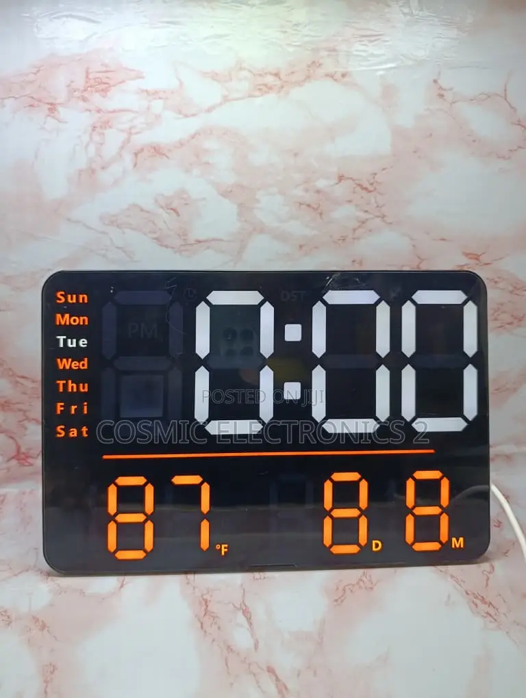 LED Digital Wall Clock With Large Display, Temperature Humidity