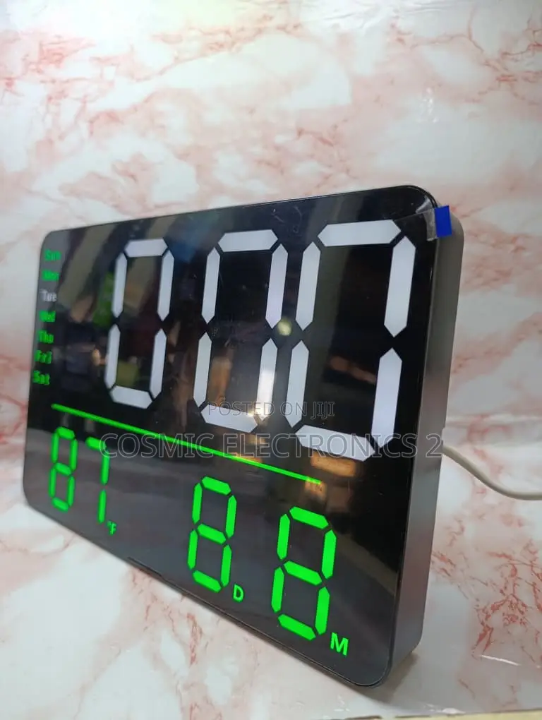 LED Digital Wall Clock With Large Display, Temperature Humidity