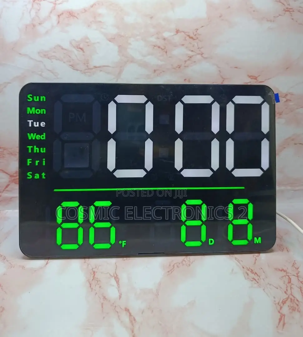 LED Digital Wall Clock With Large Display, Temperature Humidity