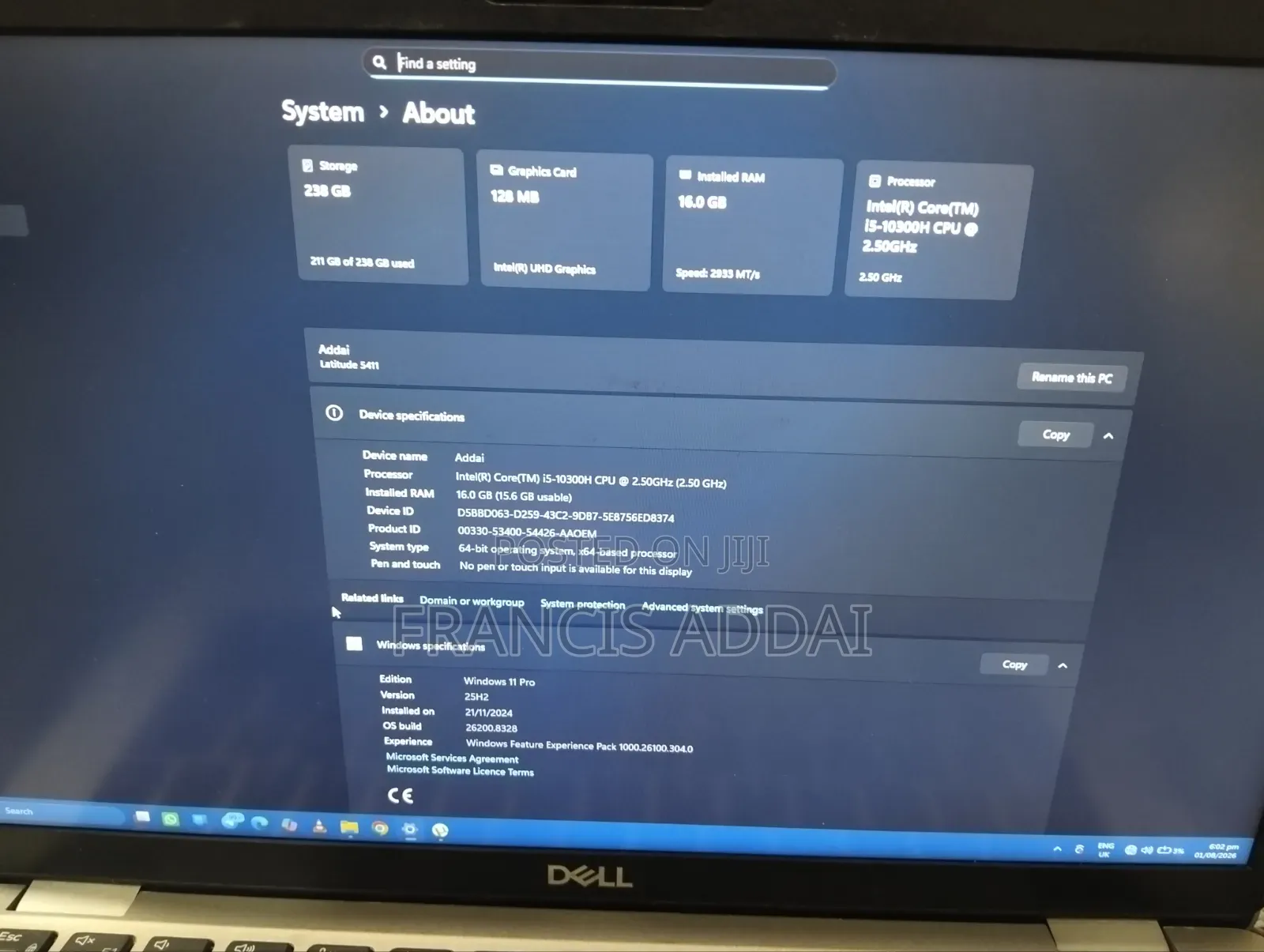Laptop Dell Latitude 5411 16GB Intel Core i5 SSD 256GB
