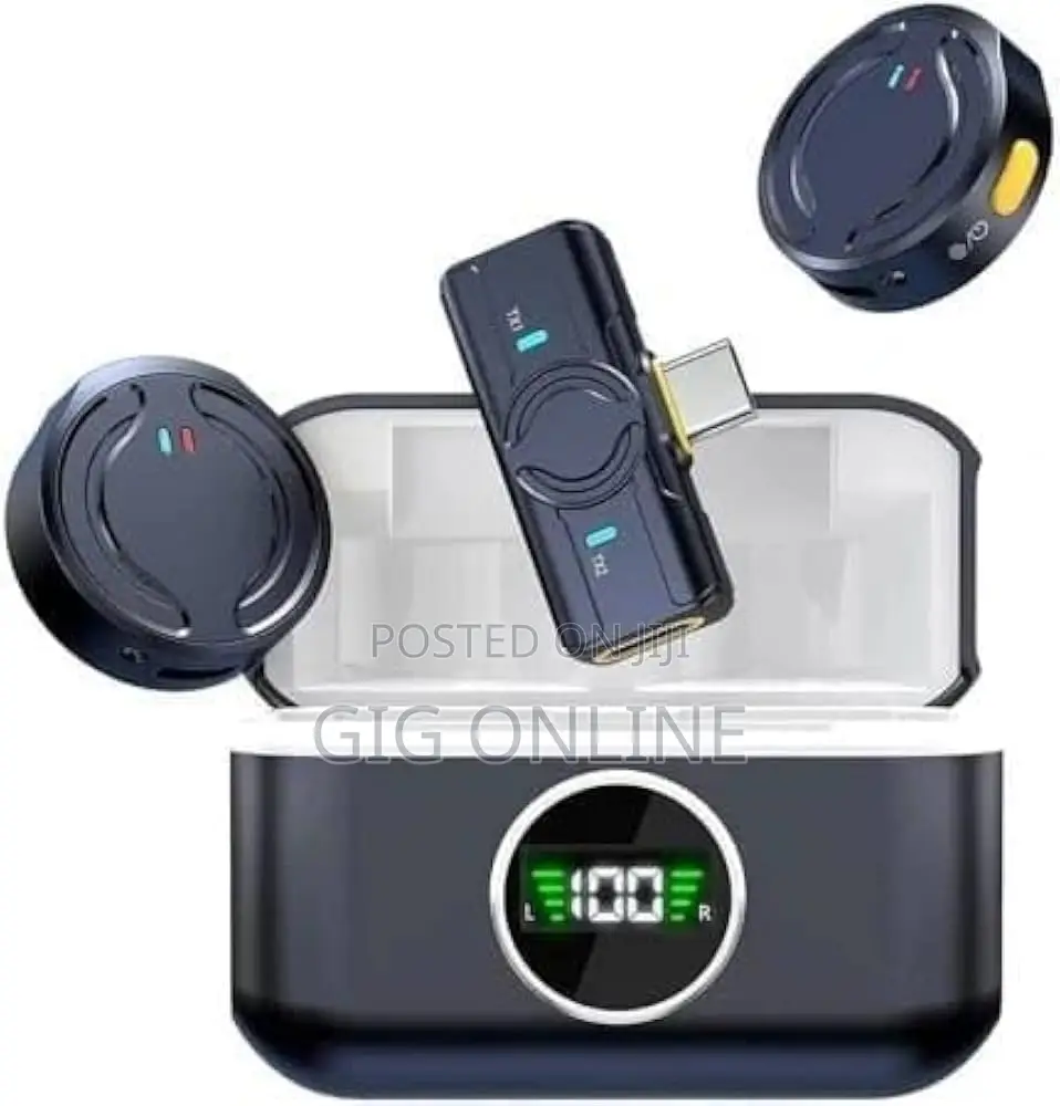 Dual Wireless Lapel Mic With Digital LED Case
