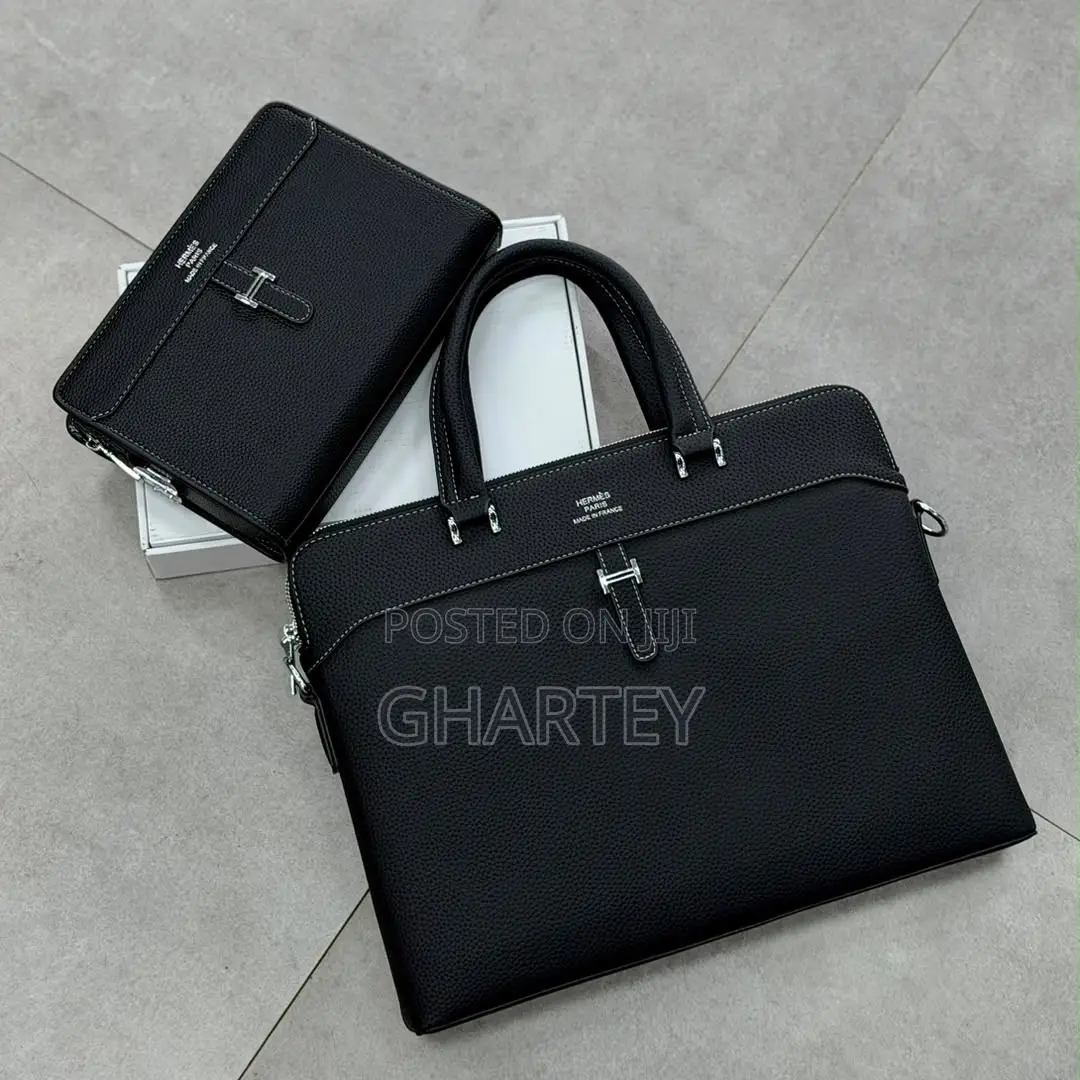 Luxury H Men’s 2-Piece Business Bag Set – Briefcase Handbag | Black