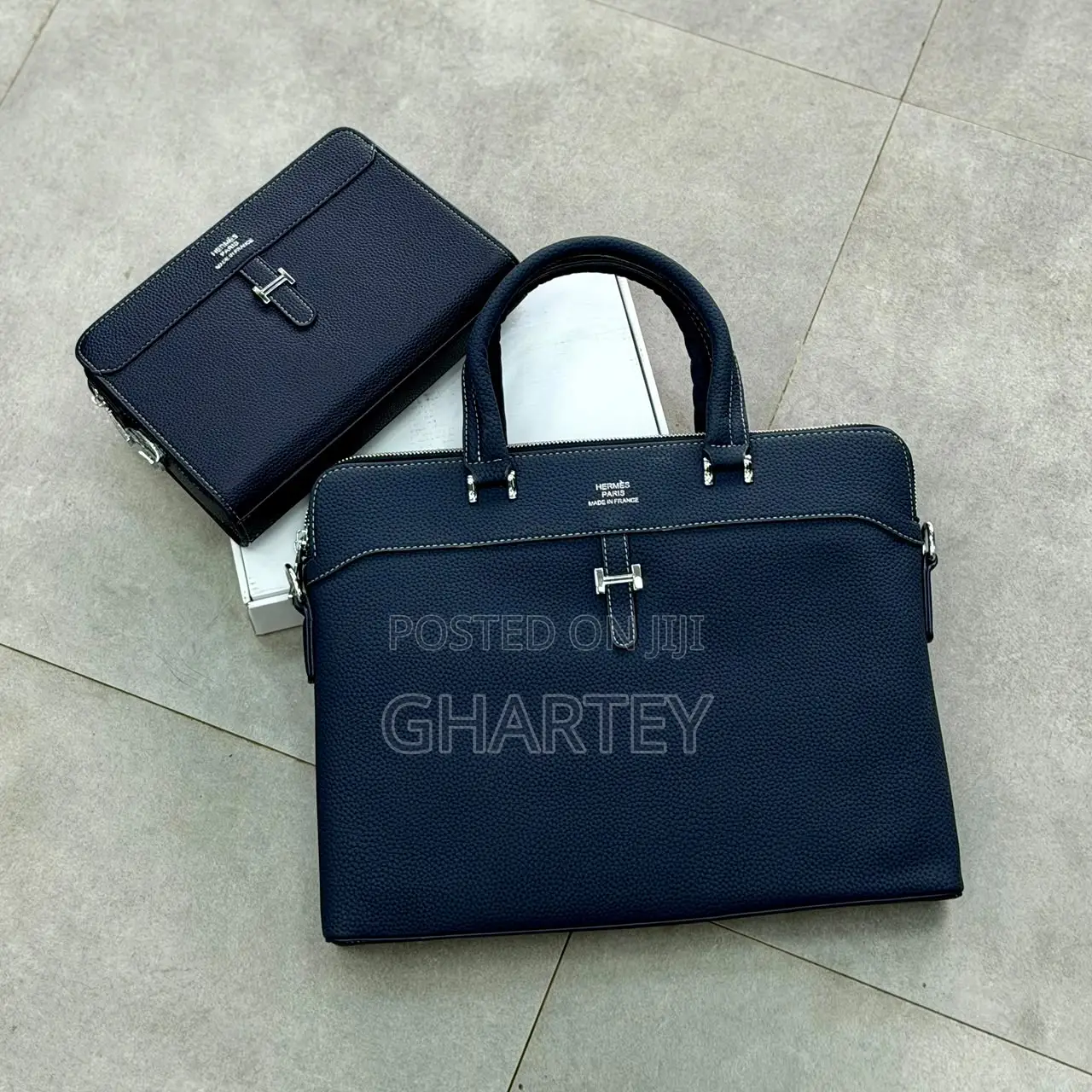 Luxury H Men’s 2-Piece Business Bag Set – Briefcase Handbag | Black