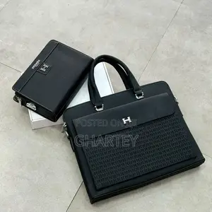 Luxury H Men’s 2-Piece Business Bag Set – Briefcase Handbag | Black