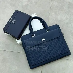 Luxury H Men’s 2-Piece Business Bag Set – Briefcase Handbag | Black