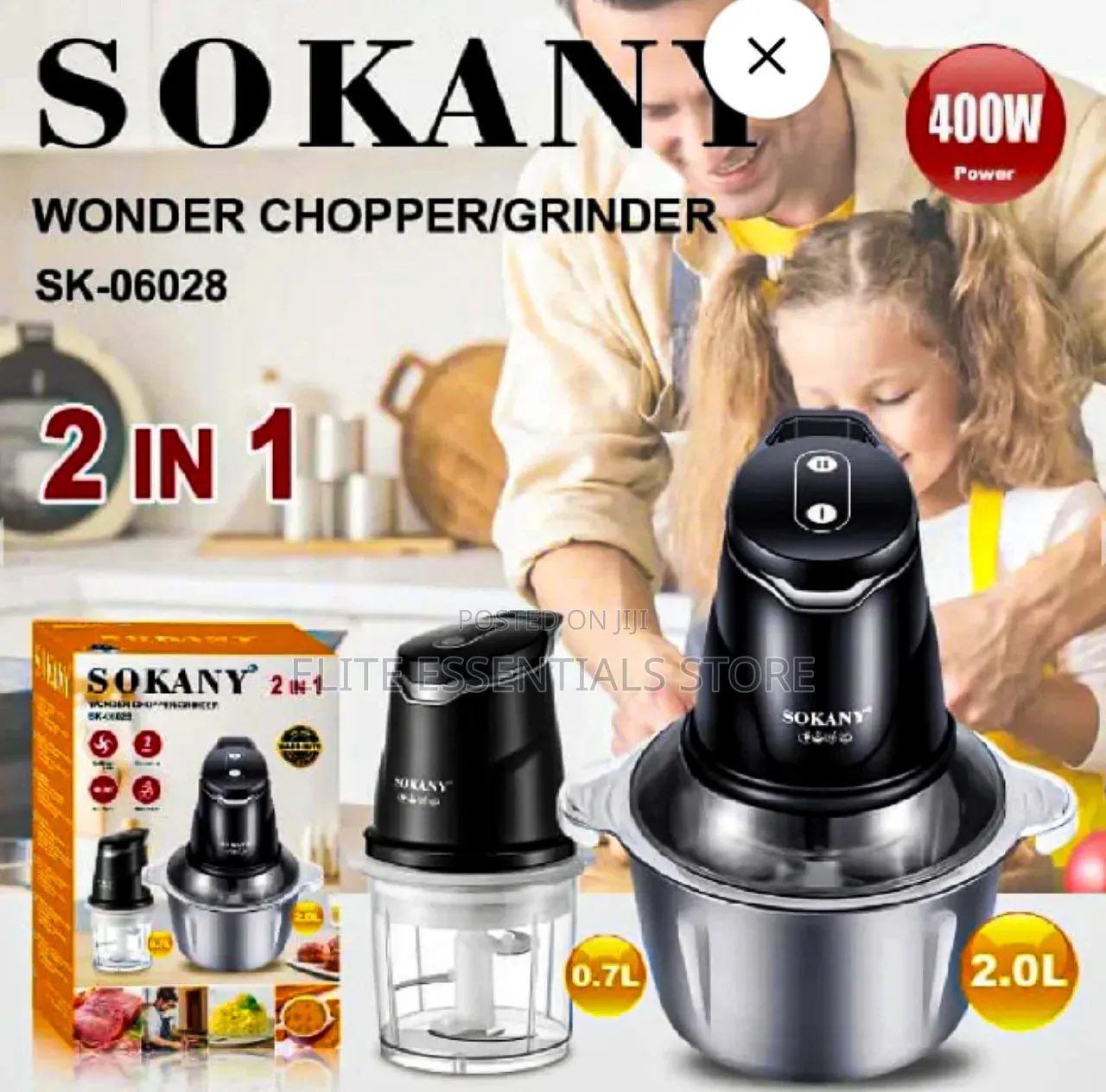 High Quality 2 in 1 Chopper Grinder Food Processor Blender