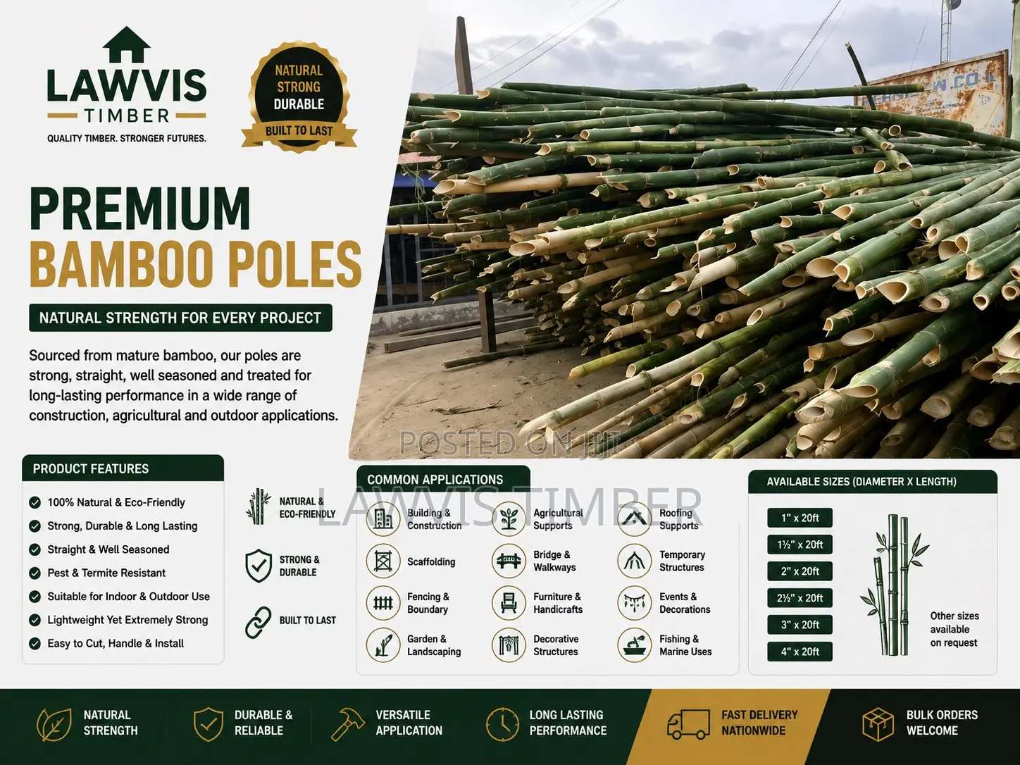 Bamboo Poles | Strong, Natural Durable for Construction