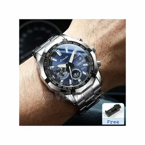 Waterproof Luminous Calendar Watch-Silver Blue