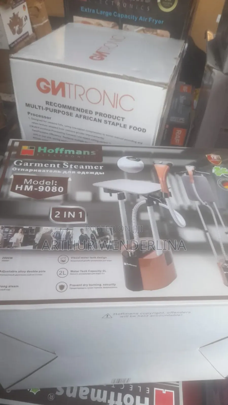 Hoffman Garment Steamer With Ironing Board Stand 2L Water Tank .