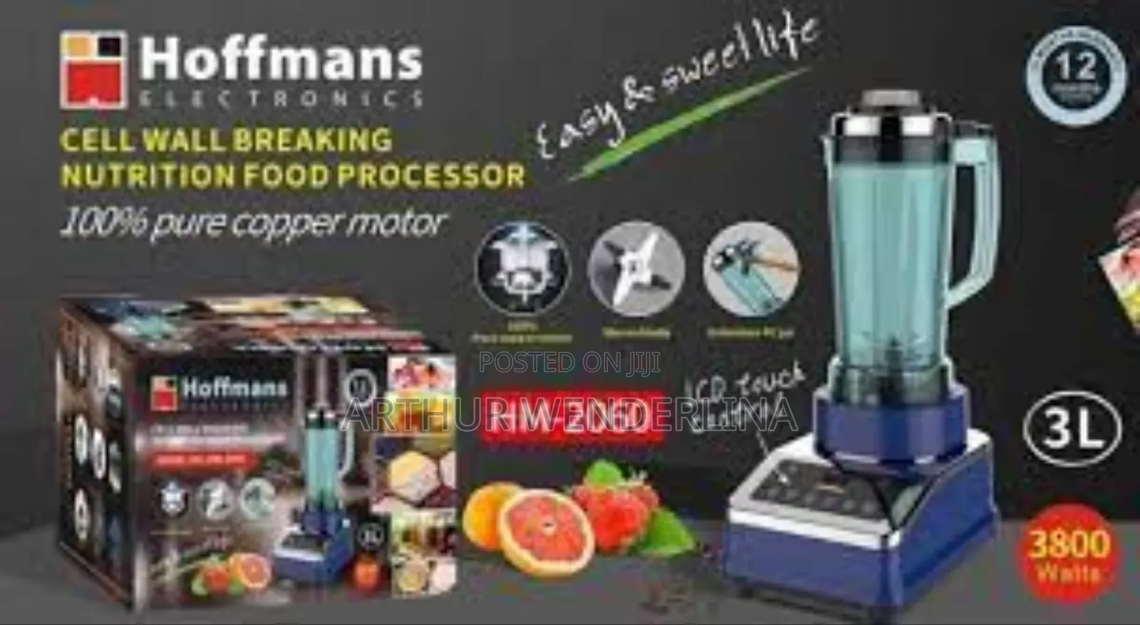 Hoffmans 3L Giant Capacity Commercial Blender Digital Timer Control