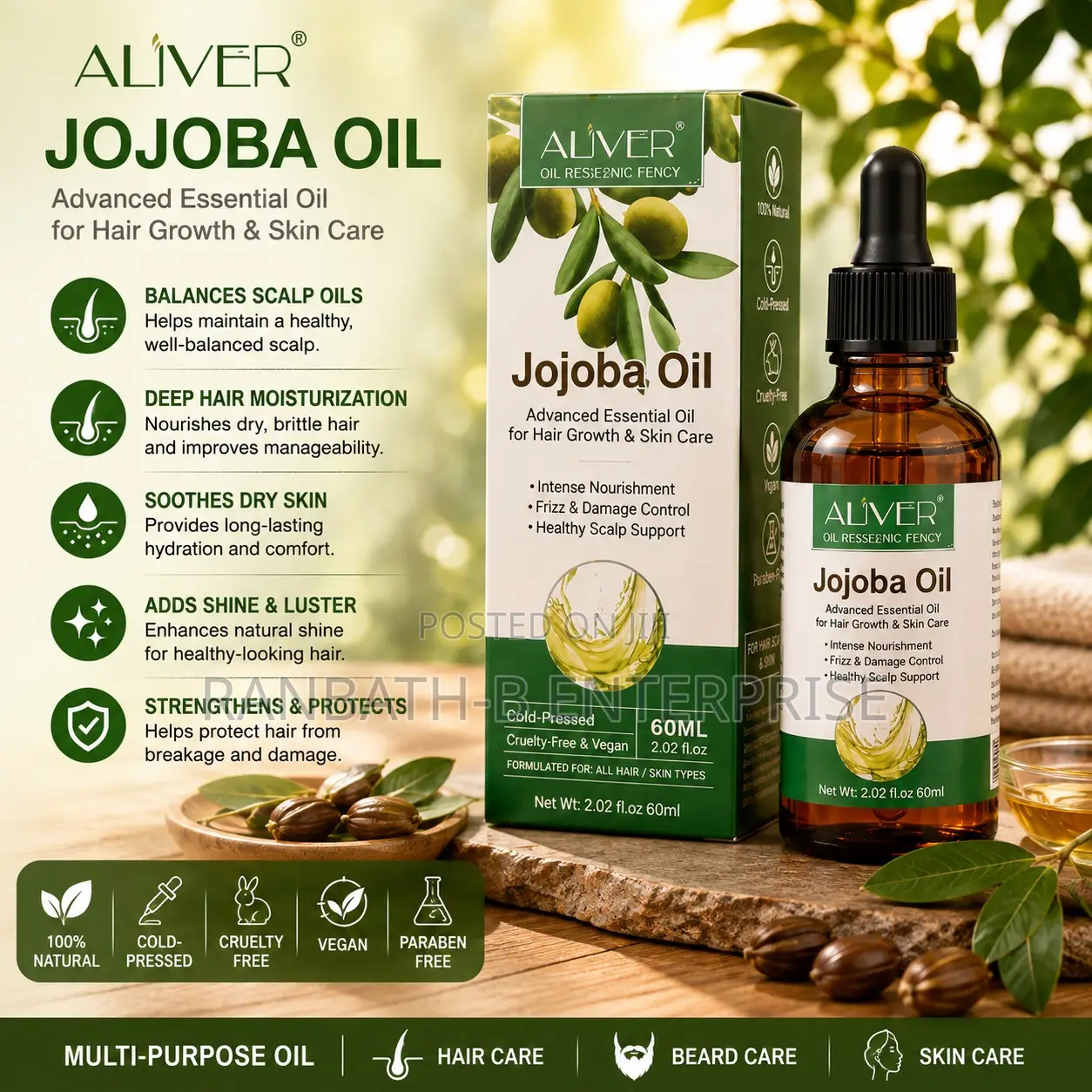 Original ALIVER Jojoba Oil – Suitable for All Hair Types