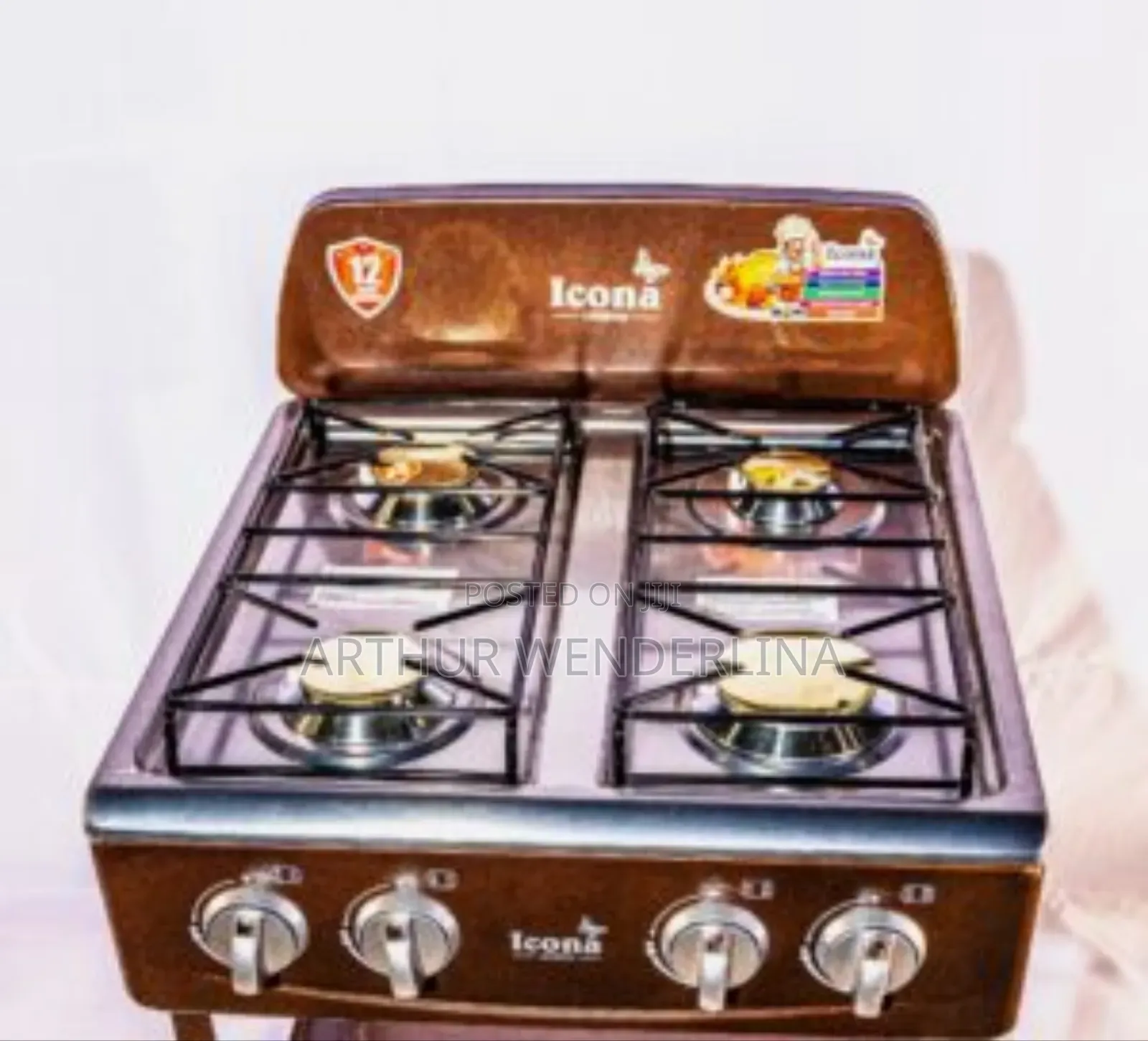 Icona 4-Burner Standing Gas Stove With Leg Shelves