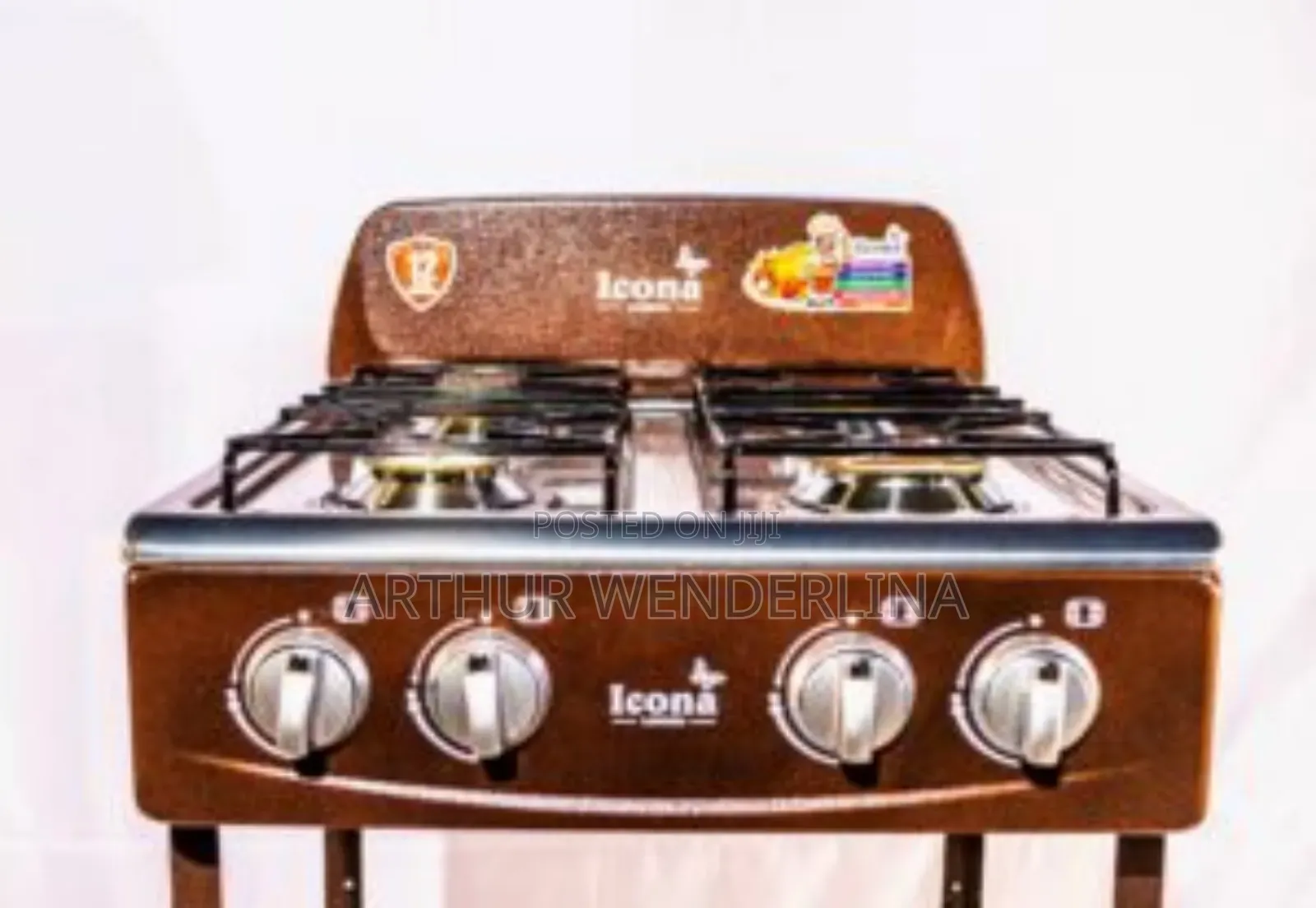 Icona 4-Burner Standing Gas Stove With Leg Shelves